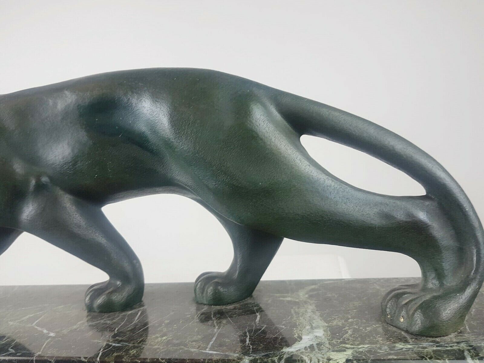 Bronze Lioness With Green Patina On Marble Base   Signed Secondo   Circa 1930 photo for sale