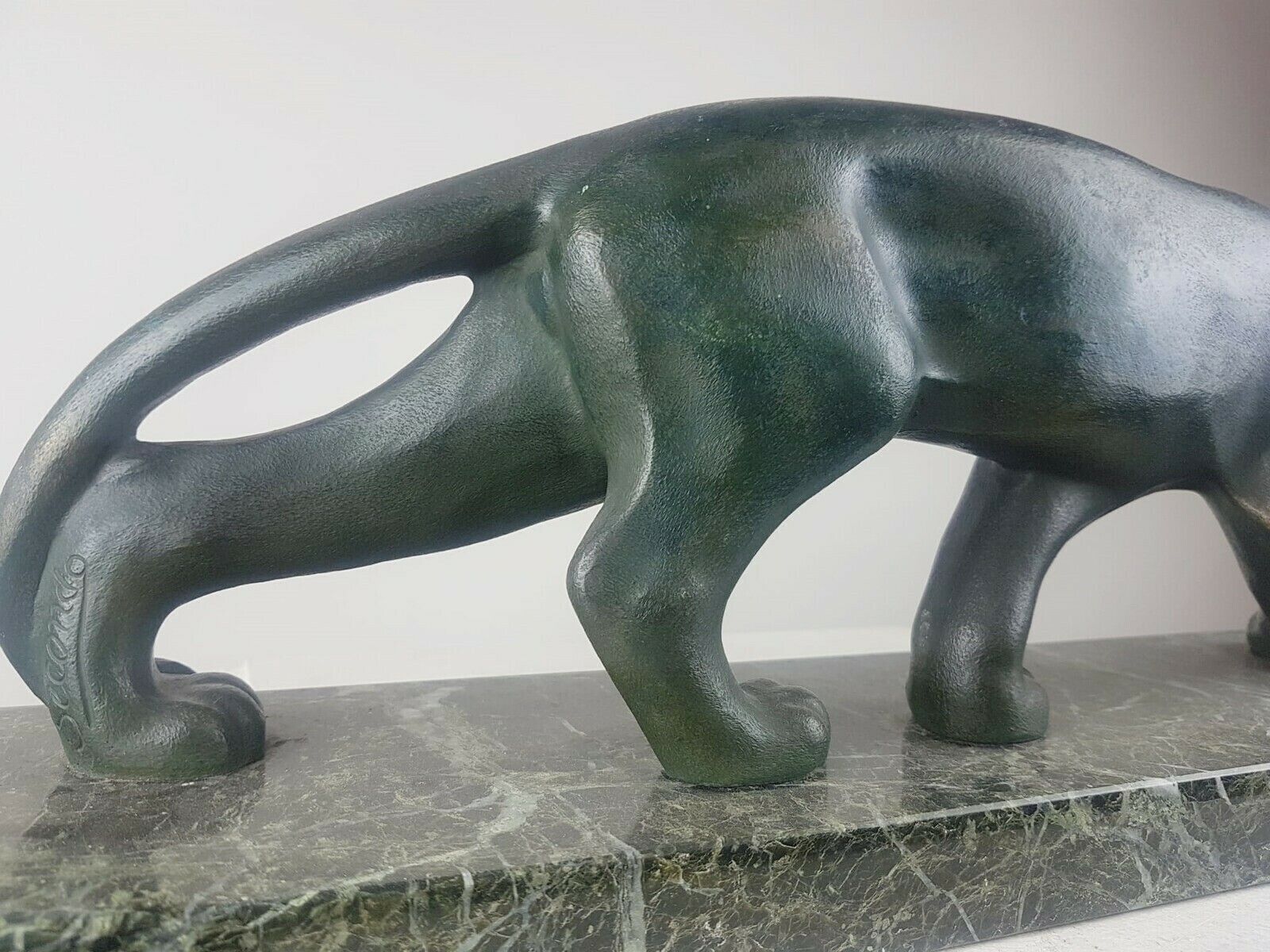 Bronze Lioness With Green Patina On Marble Base   Signed Secondo   Circa 1930 photo vinterior