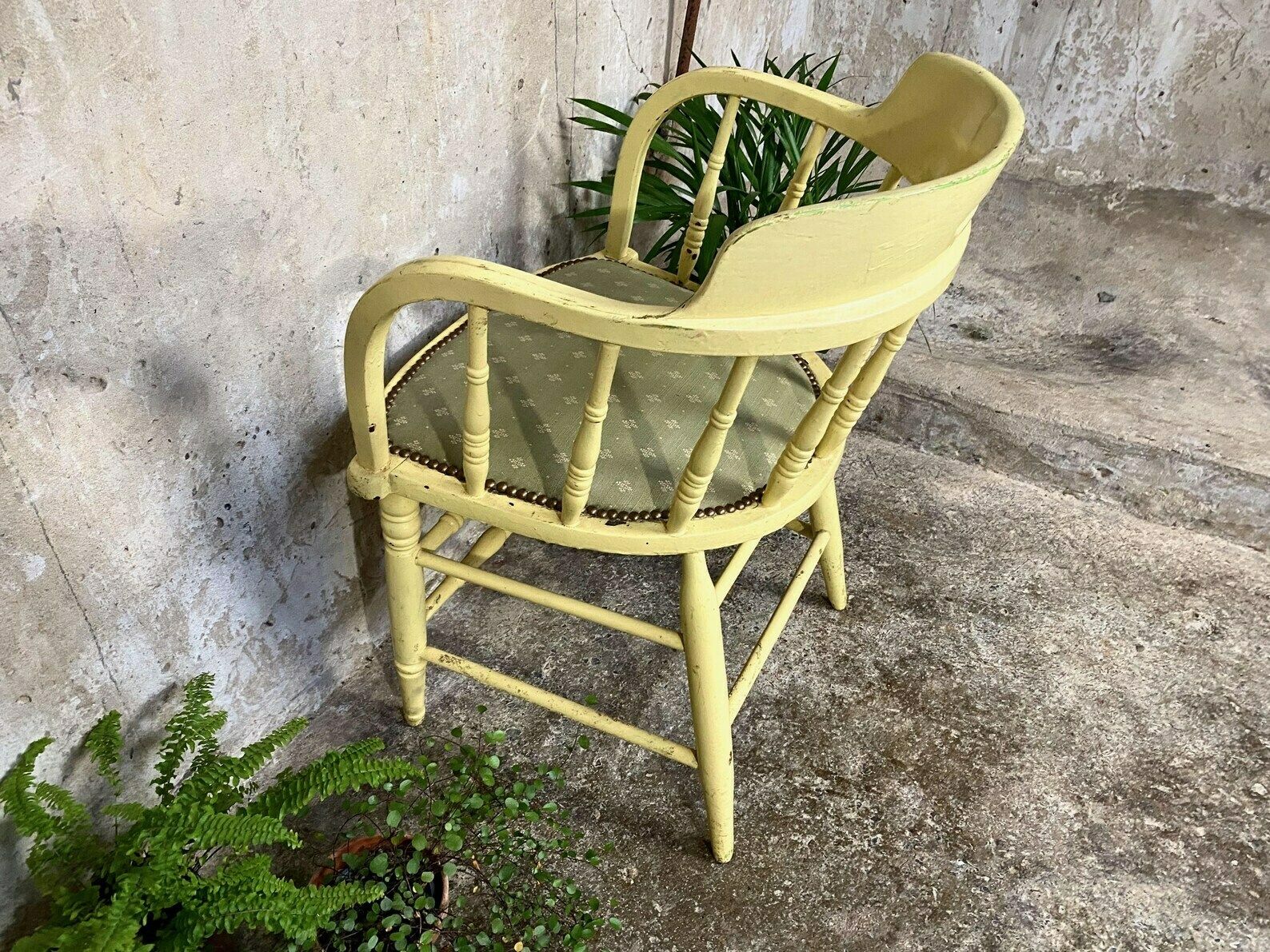 photo for sale Antique Painted Wooden Chair   Professionally Upholstered