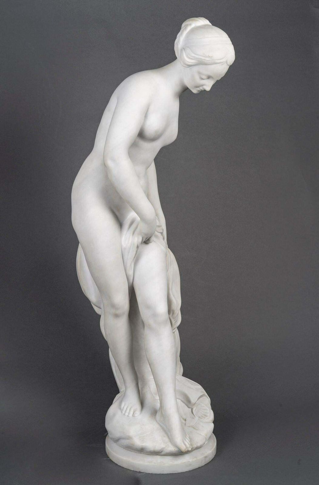 A Big Sculpture In White Carrara Marble, Napoleon III Period. photo vintage