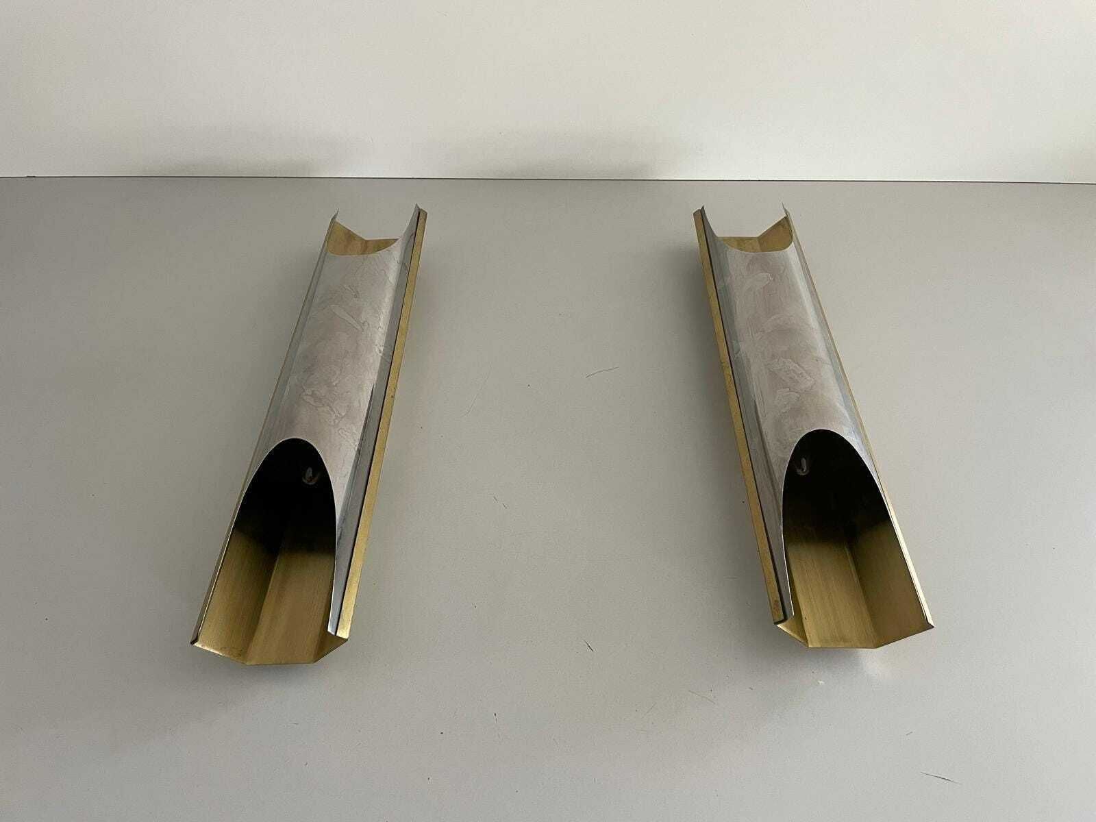 Italian Elegant Chrome And Gold Metal Pair Of Wall Lamps, 1960s, Italy photo 1832.0