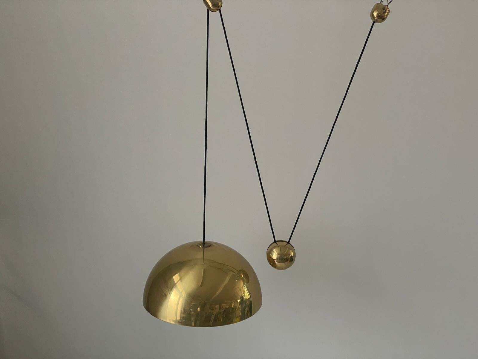 Wonderful Brass Counterweight Xl Pendant Lamp By Florian Schulz, 1970s, Germany photo furniture