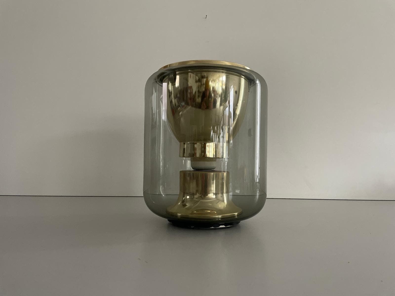 photo for sale Glass And Gold Metal Ceiling Lamp By Erco, 1970s, Germany