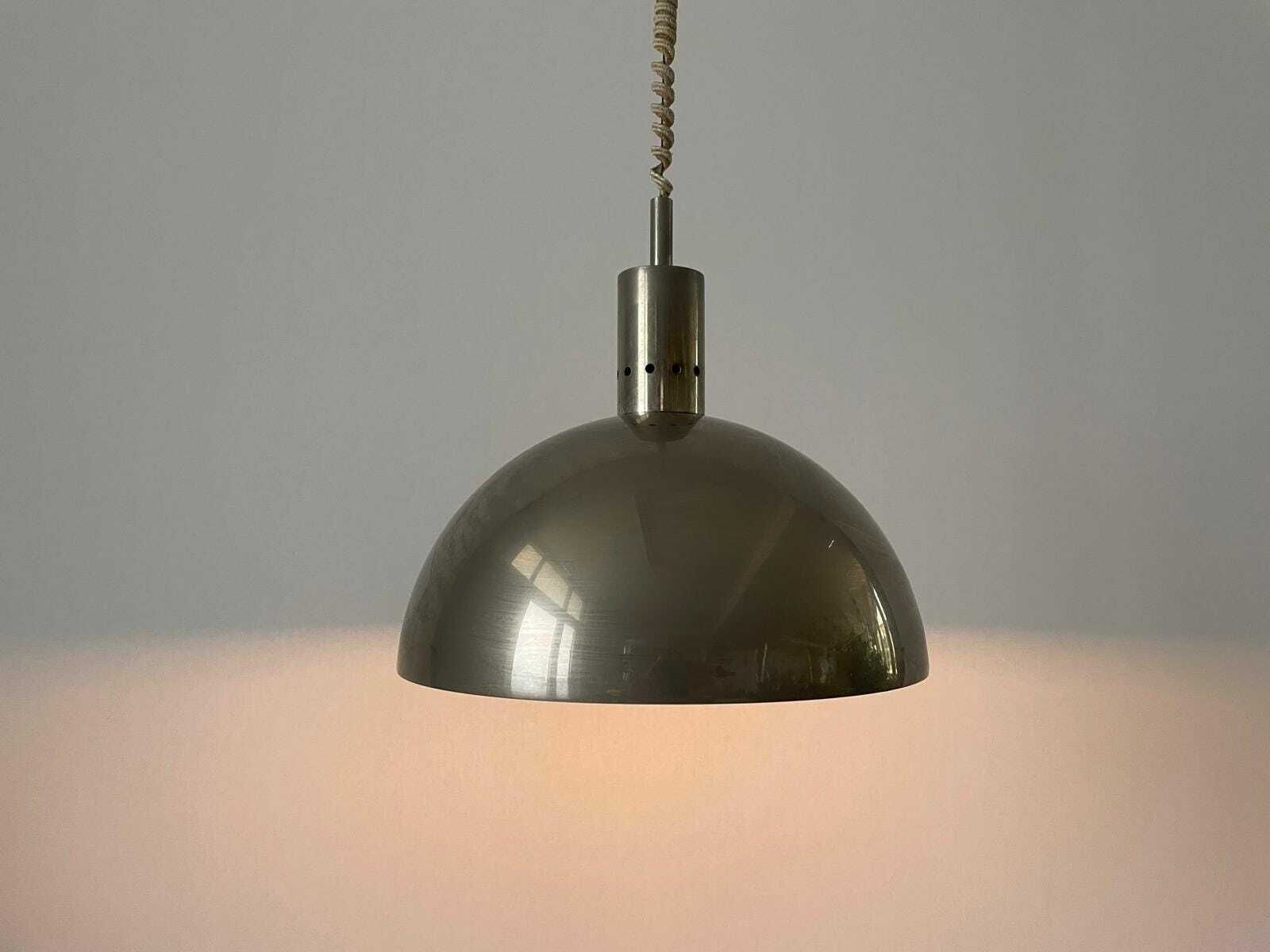 Mid Century Modern Italian Matte Chrome Pendant Lamp, 1960s, Italy photo furniture