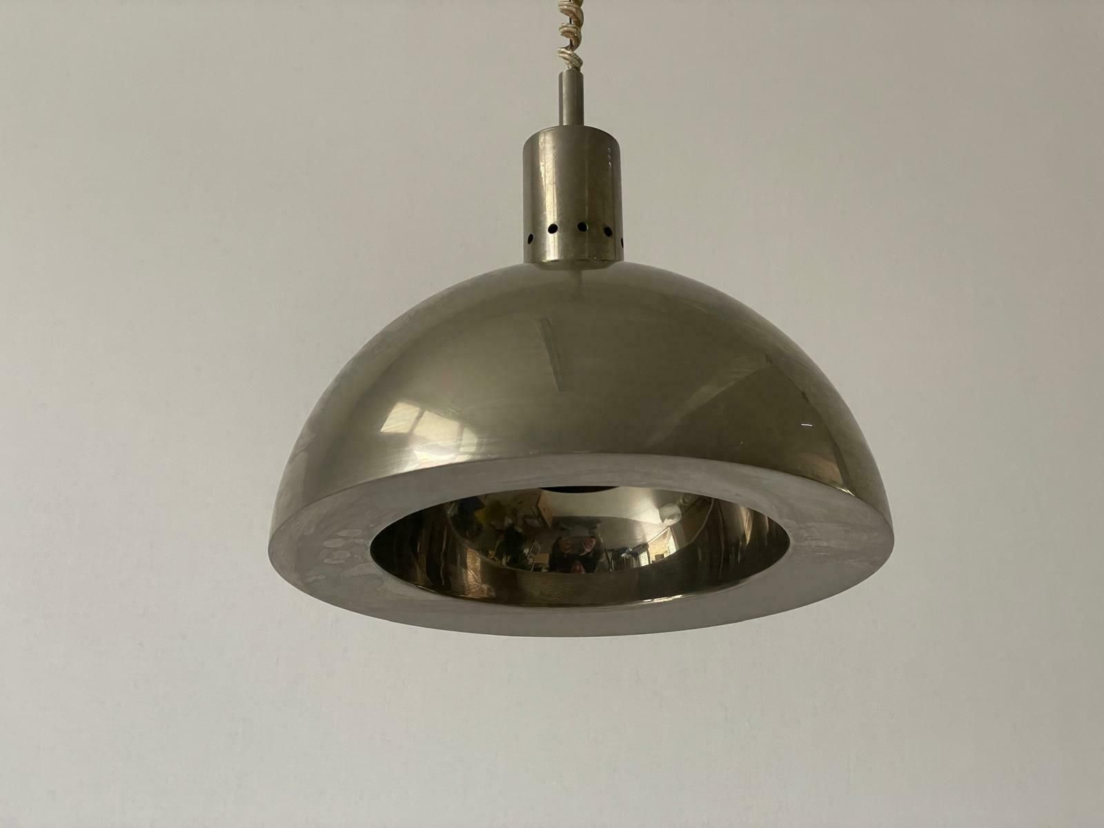 Mid Century Modern Italian Matte Chrome Pendant Lamp, 1960s, Italy photo 1617.0