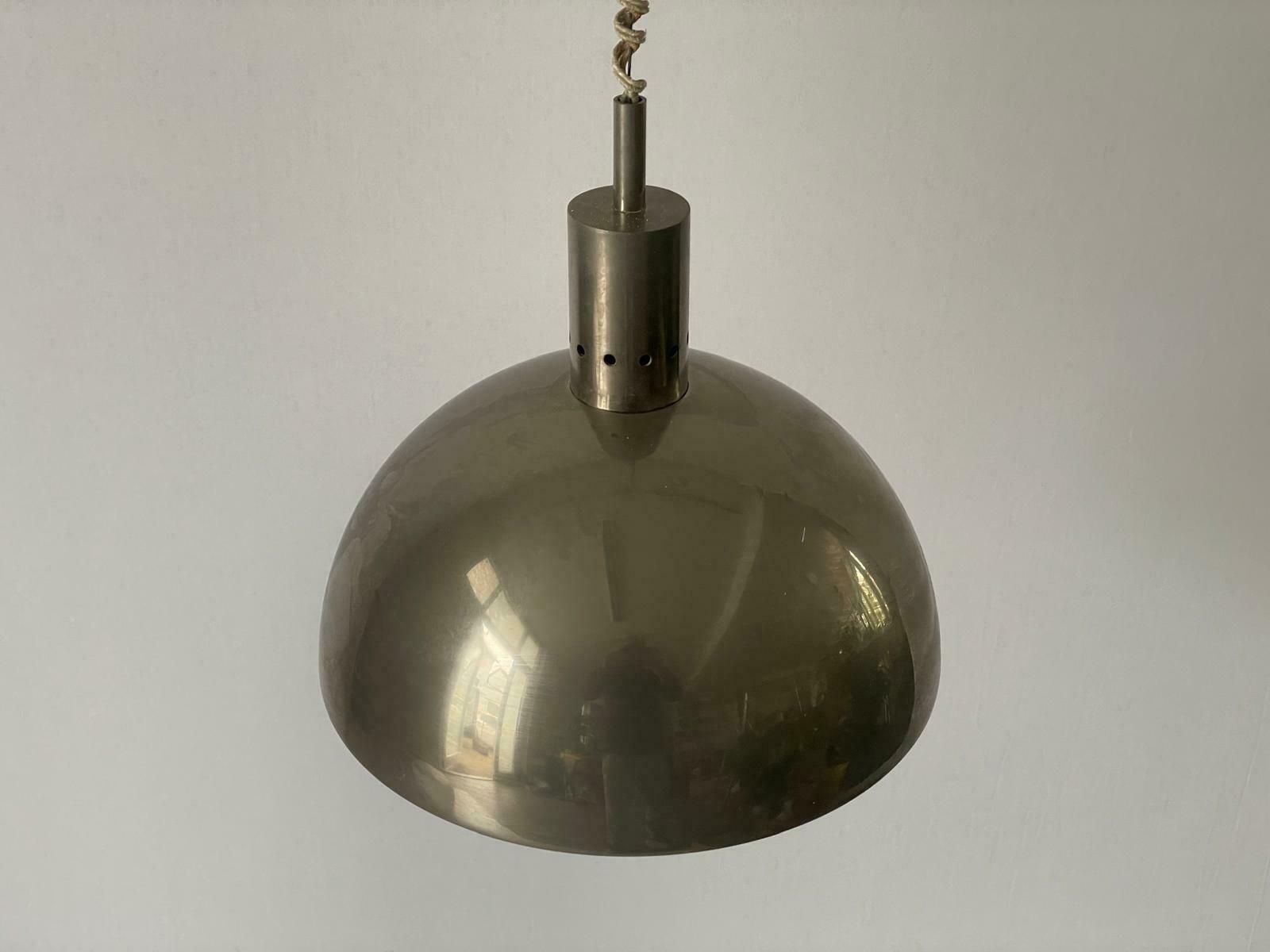 Mid Century Modern Italian Matte Chrome Pendant Lamp, 1960s, Italy photo vintage