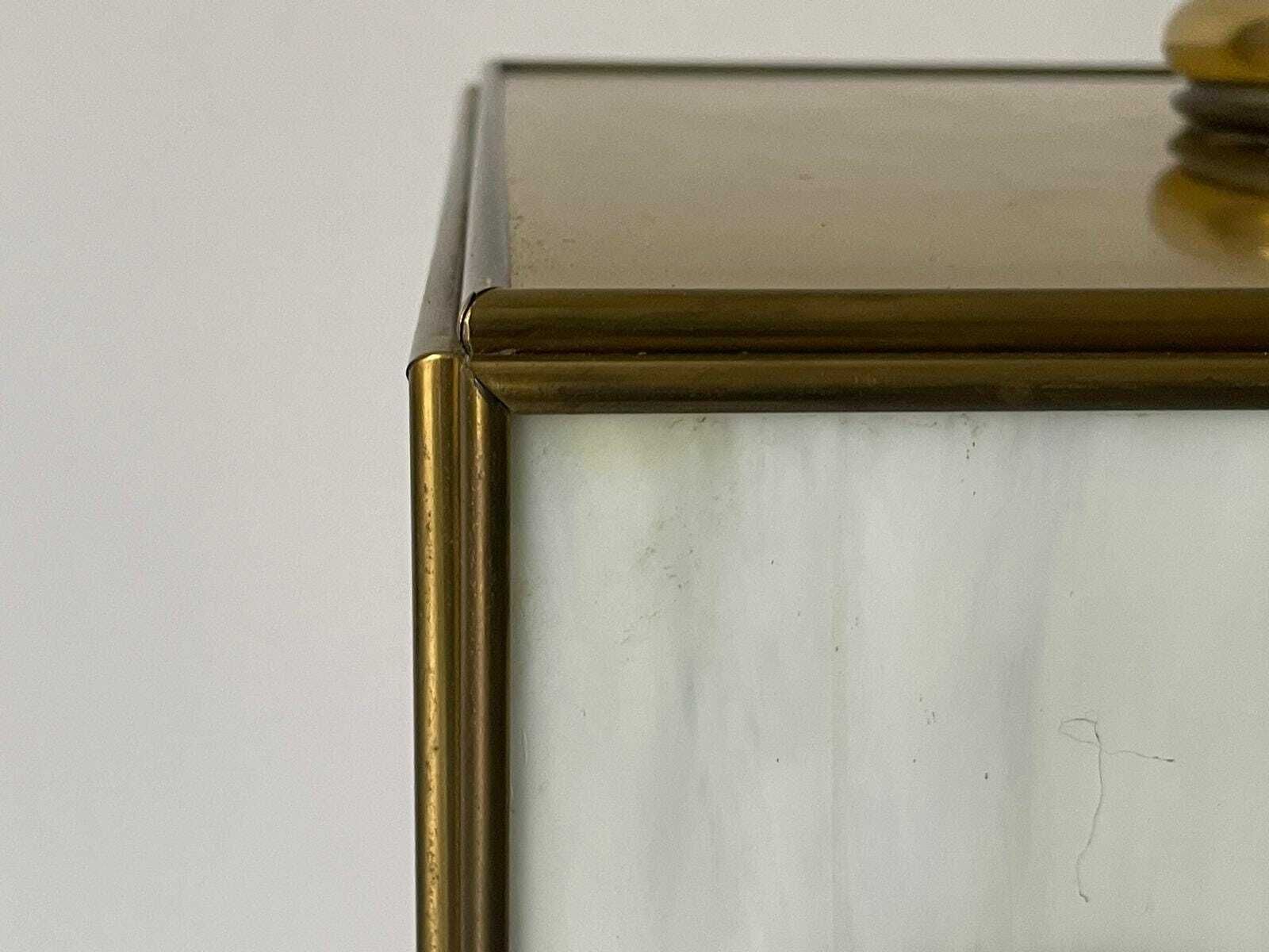 photo furniture Italian Art Glass Square Shaped Ceiling Lamp With Brass Frame, 1960s, Italy
