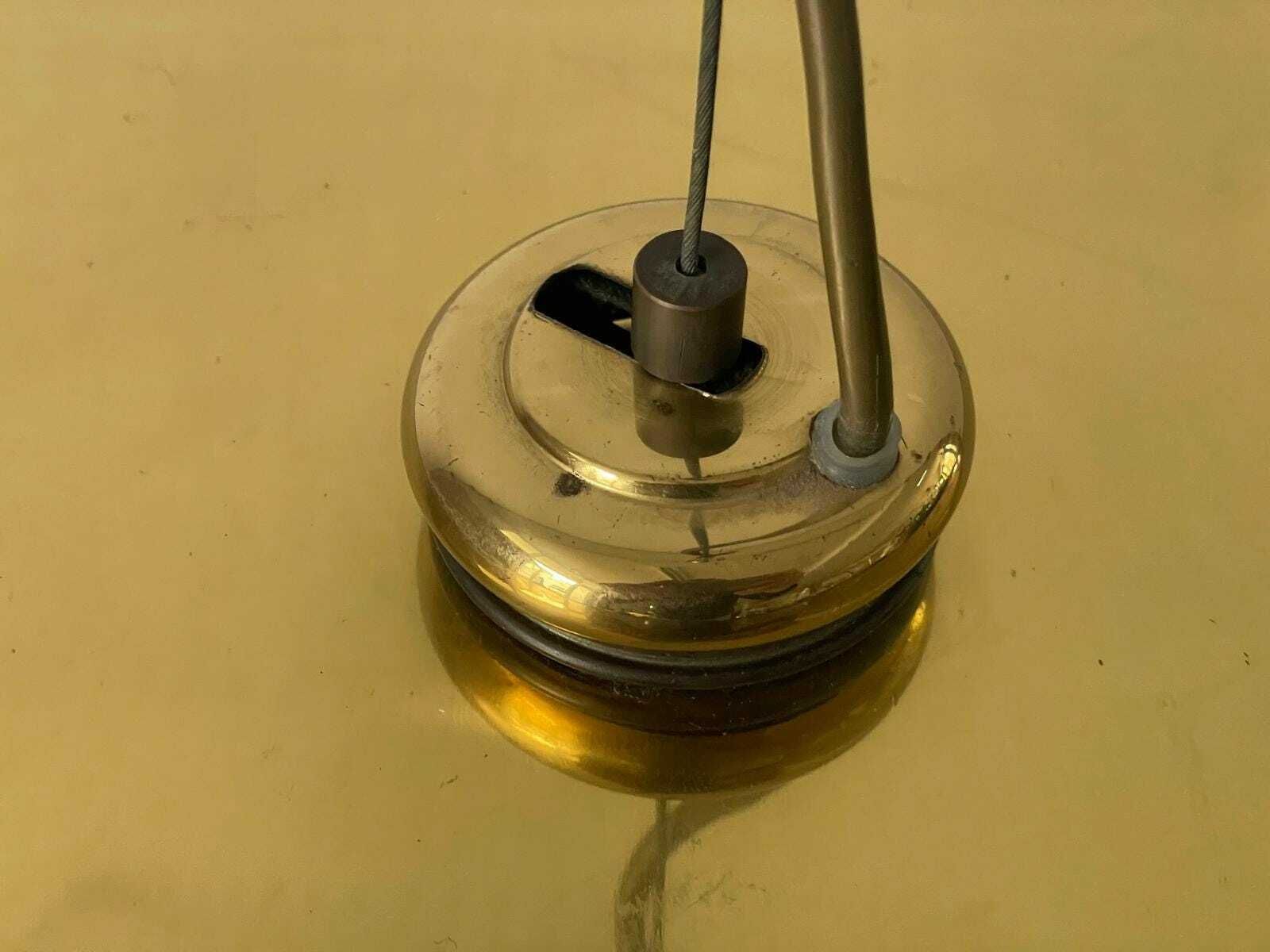 photo for sale Italian Art Glass Square Shaped Ceiling Lamp With Brass Frame, 1960s, Italy
