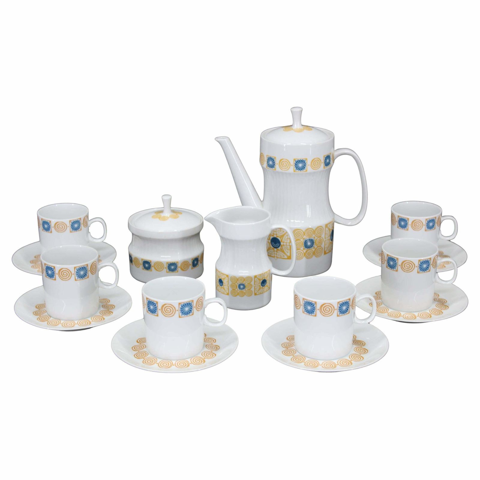 1964 Jaroslav Jezek Exlusive Porcelain Tea Set "Nefertiti", Czechoslovakia
