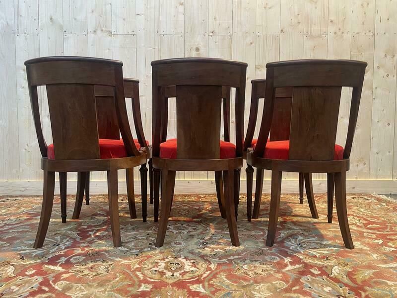 Suite De 6 Chaises Gondoles Empire   Louis XVI En Acajou photo for sale
