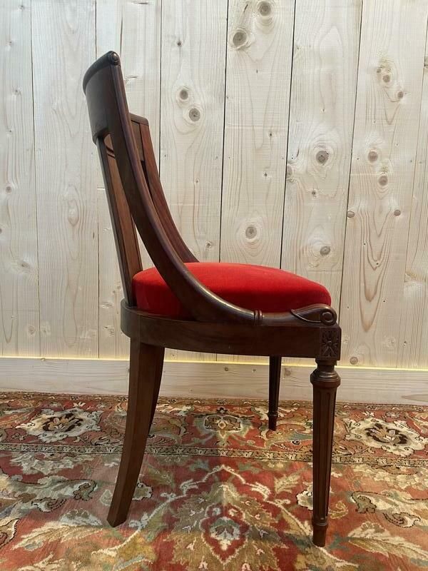 Suite De 6 Chaises Gondoles Empire   Louis XVI En Acajou photo vintage