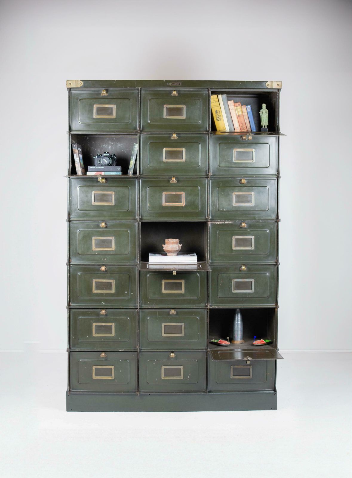 Large Industrial Notary Cabinet By H.E. Longini Of Brussels C.1920's photo Furniture