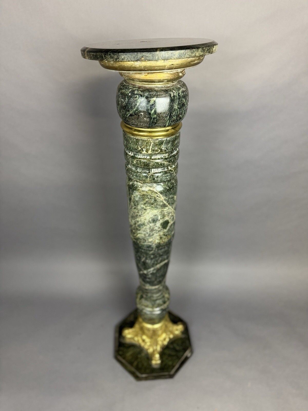 Green Marble And Gilt Italian Column Plinth Pedestal Large Jardinière Louis XVI