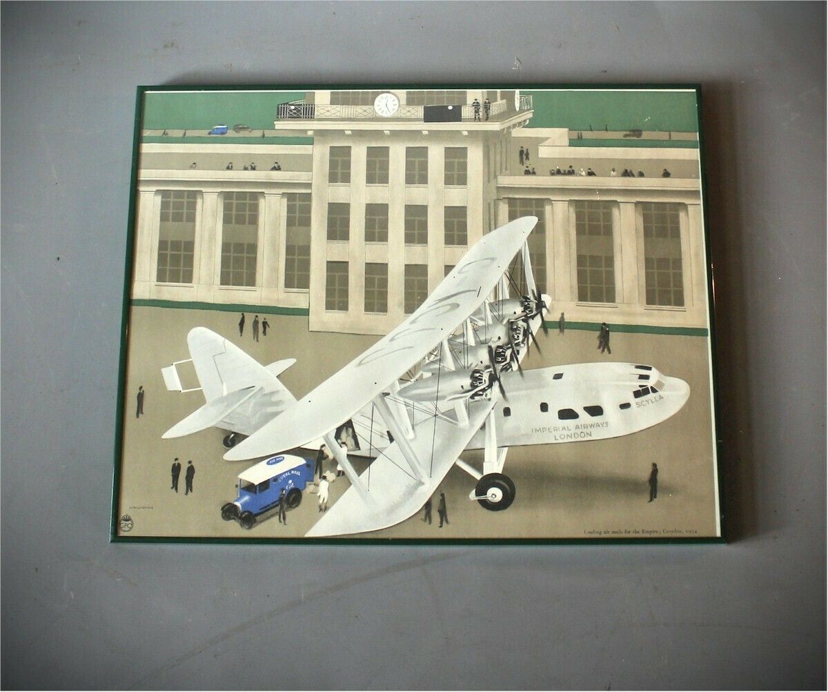 Loading Mails For The Empire Croydon 1934 Lithograph photo for sale