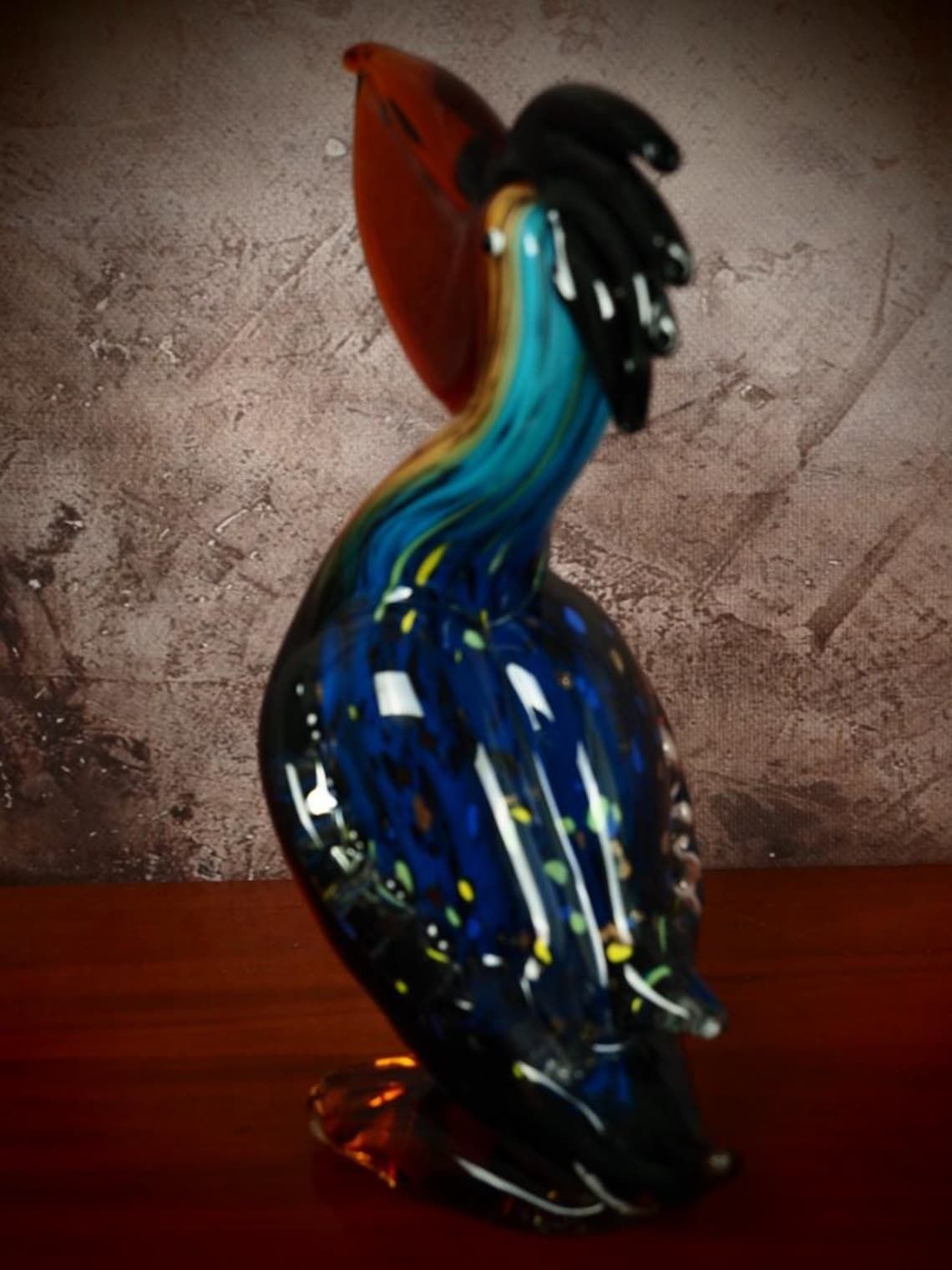 Murano Style Glass Pelican Figurine – Art Decor & Unique Gift For Collectors photo vinterior