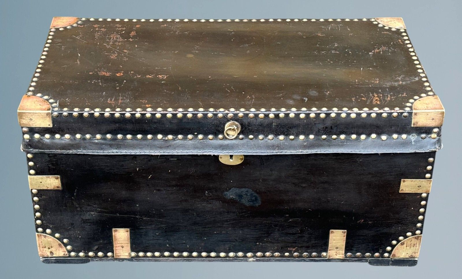 19th Century Leather And Brass Mounted Military Campaign Chest