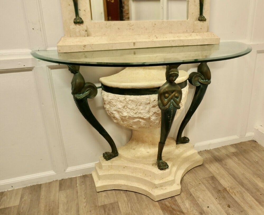 Italian Classical Style Console Table And Mirror Set photo furniture