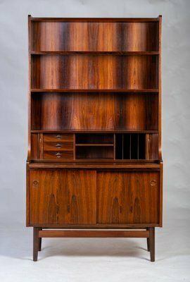 Midcentury Danish Secretaire With Book Shelf In Rosewood By Nexø, 1964 photo for sale