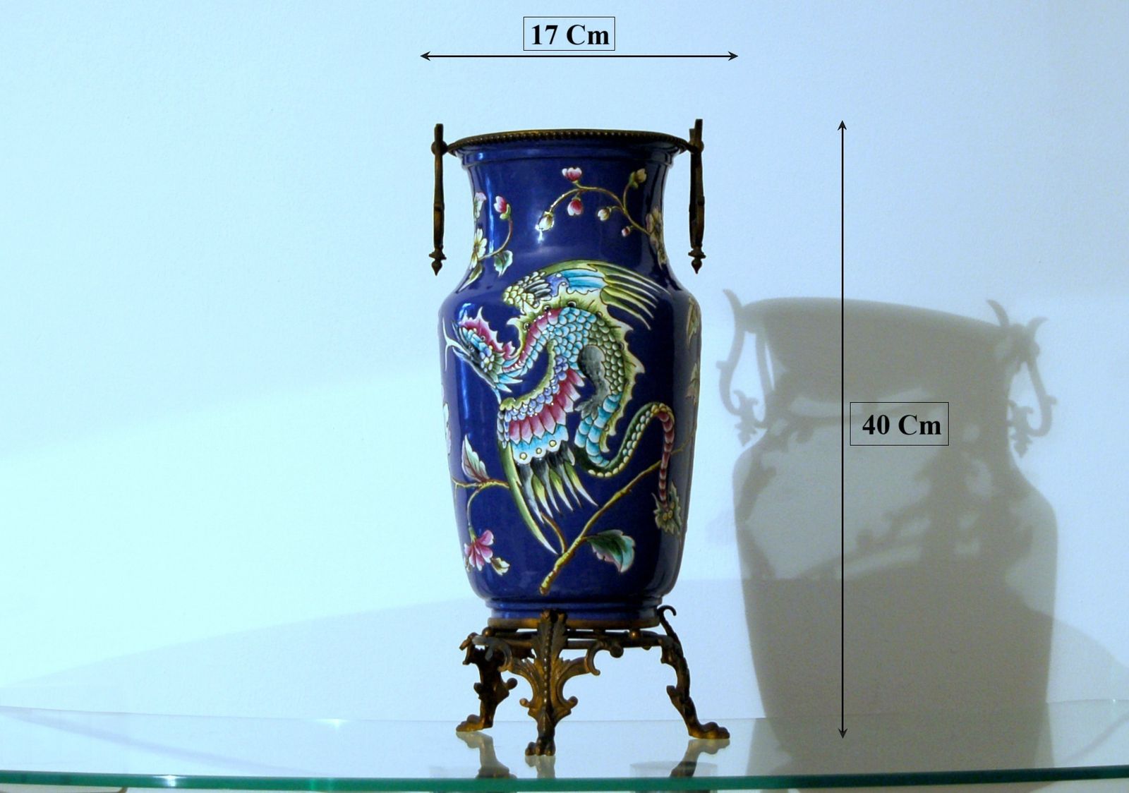 Satsuma Taizan Vase / Meiji Period Japan 19th Century / Bronze Inserts photo vintage