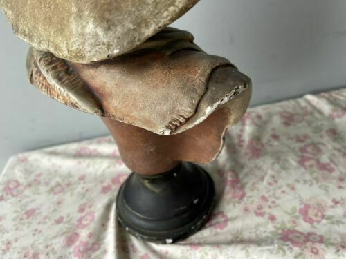 photo vinterior Antique Vintage 19th Century Dutch Beautiful Plaster Bust Of Young Man In Hat