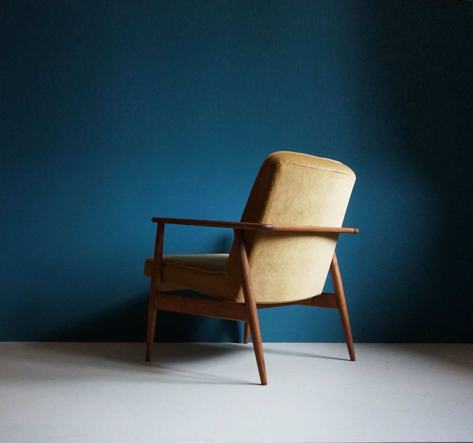The Pair Of Vintage Armchair Form Mid Century, Gold Velvet Upholstery, Restored photo 960.0