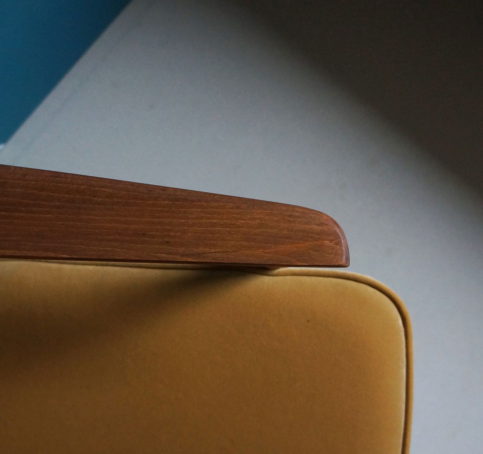 The Pair Of Vintage Armchair Form Mid Century, Gold Velvet Upholstery, Restored photo vinterior