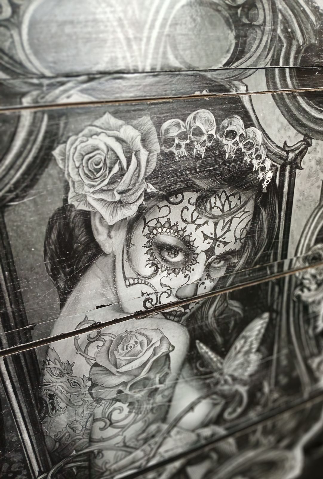 Day Of The Dead Chest Of Drawers Bedroom Furniture Black Chest Of Drawers photo vintage