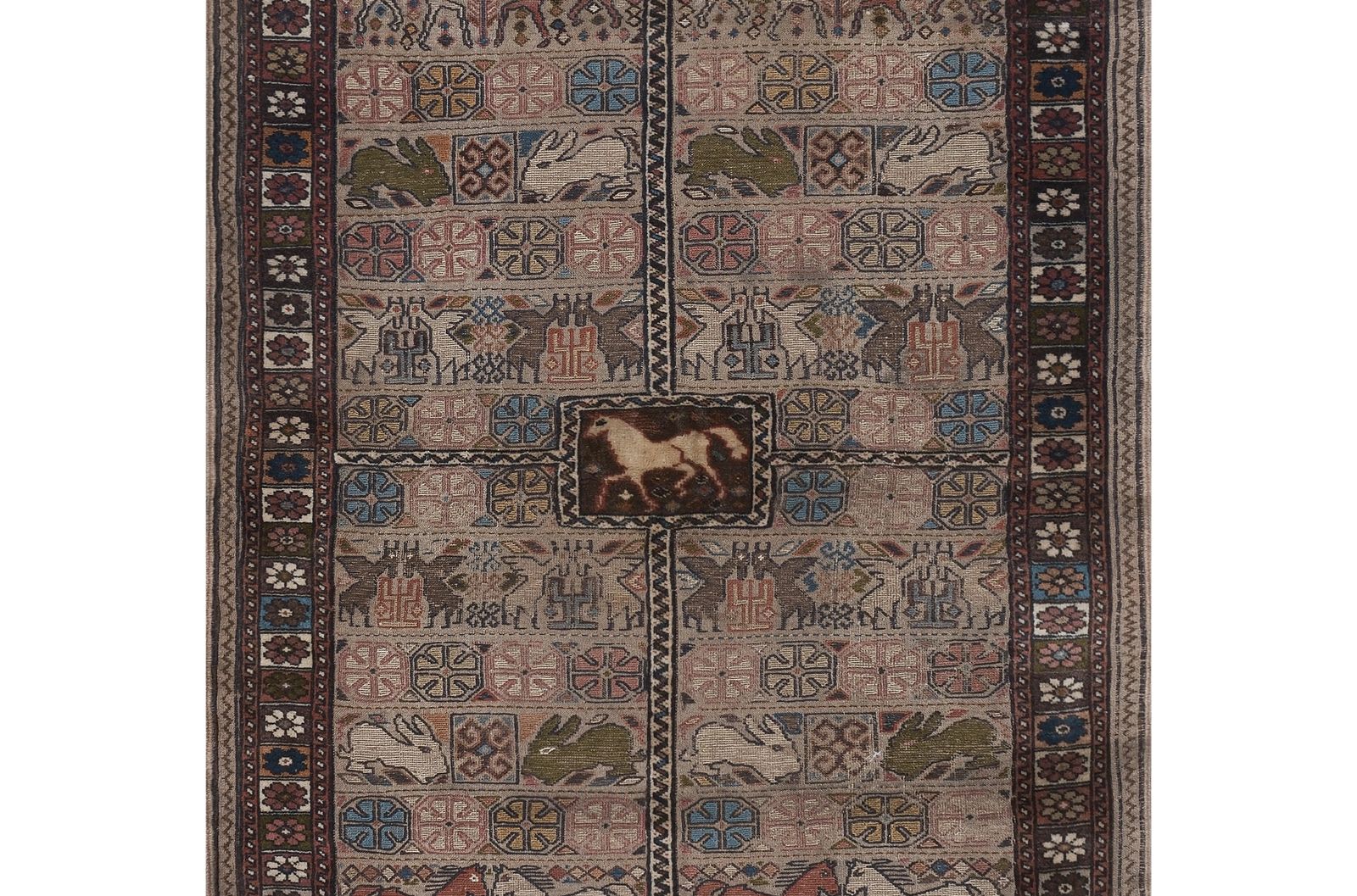 1950s Gabbeh Rug In Animal Pictorials 4'5'' X photo furniture