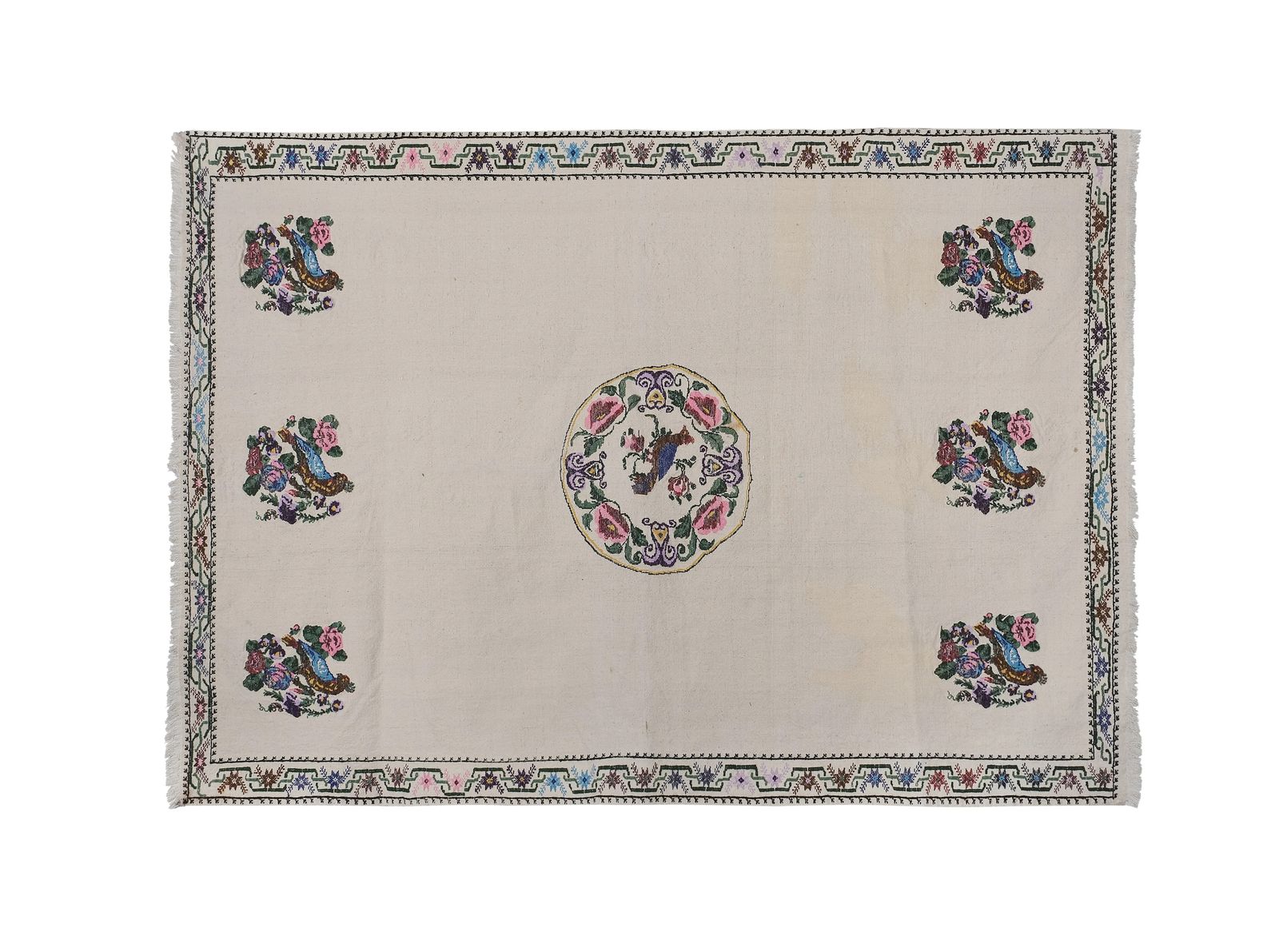 Aubusson Floral Turkish Kilim Rug 5'6''X7'6'' photo furniture