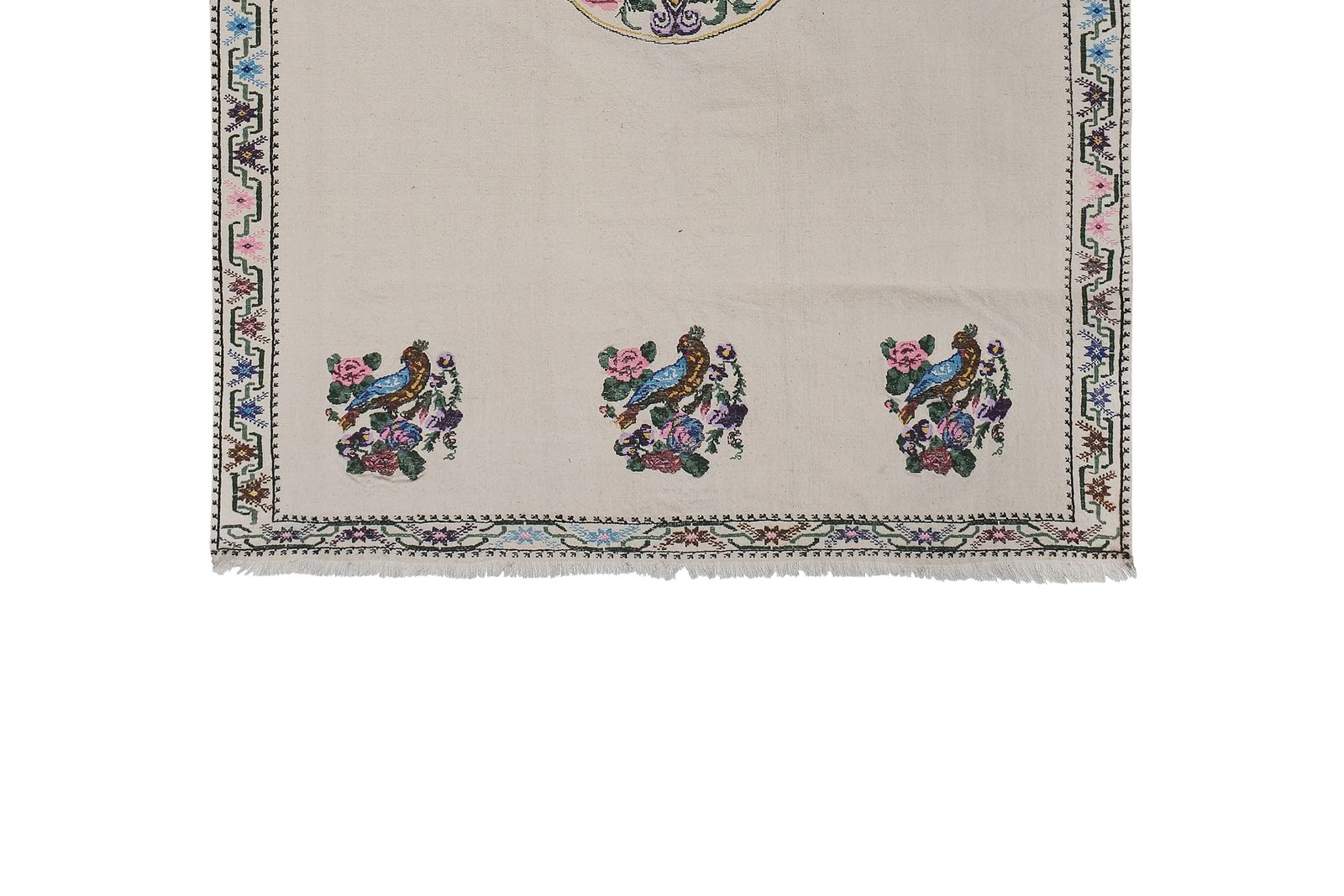 Aubusson Floral Turkish Kilim Rug 5'6''X7'6'' photo for sale