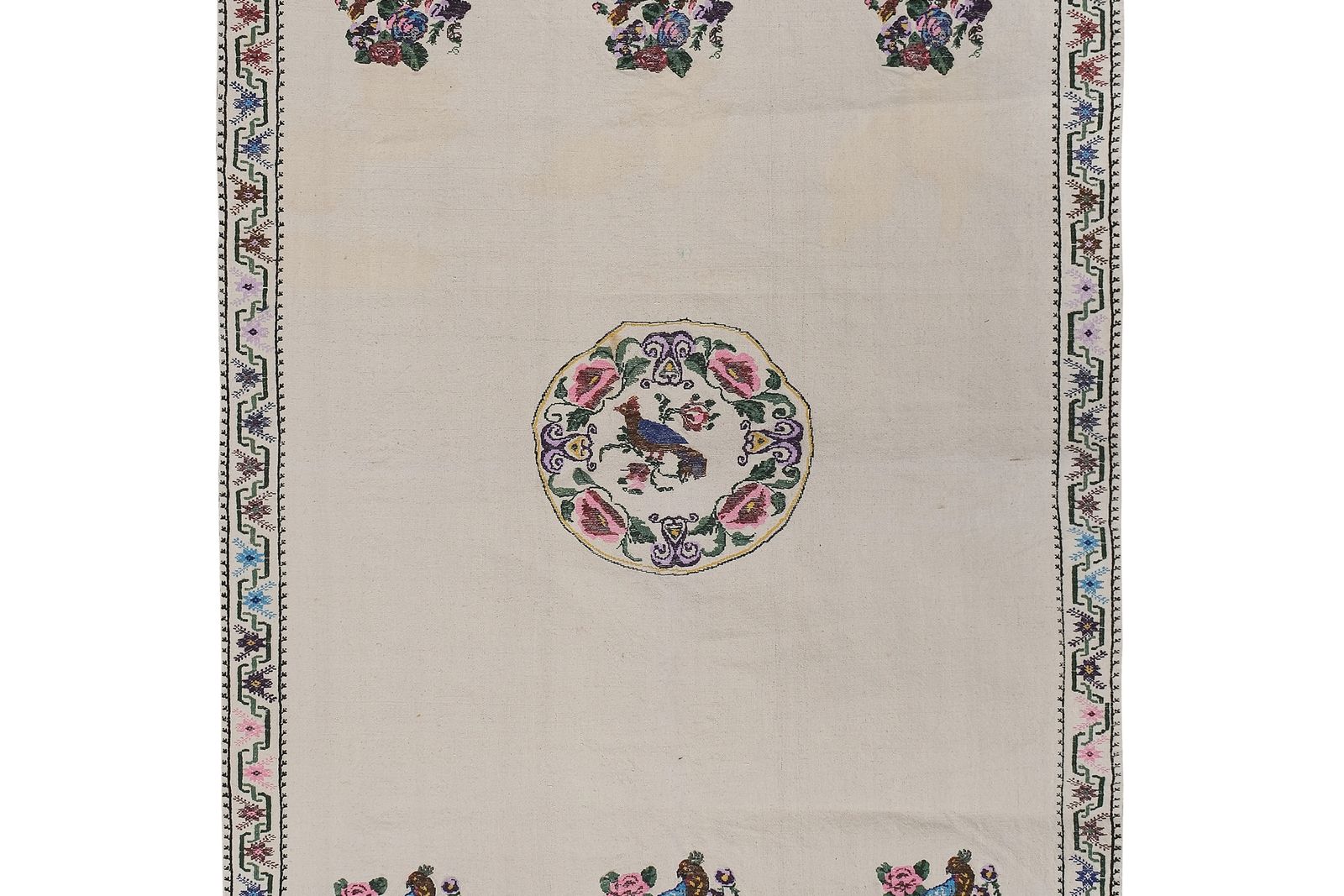 Aubusson Floral Turkish Kilim Rug 5'6''X7'6'' photo vinterior