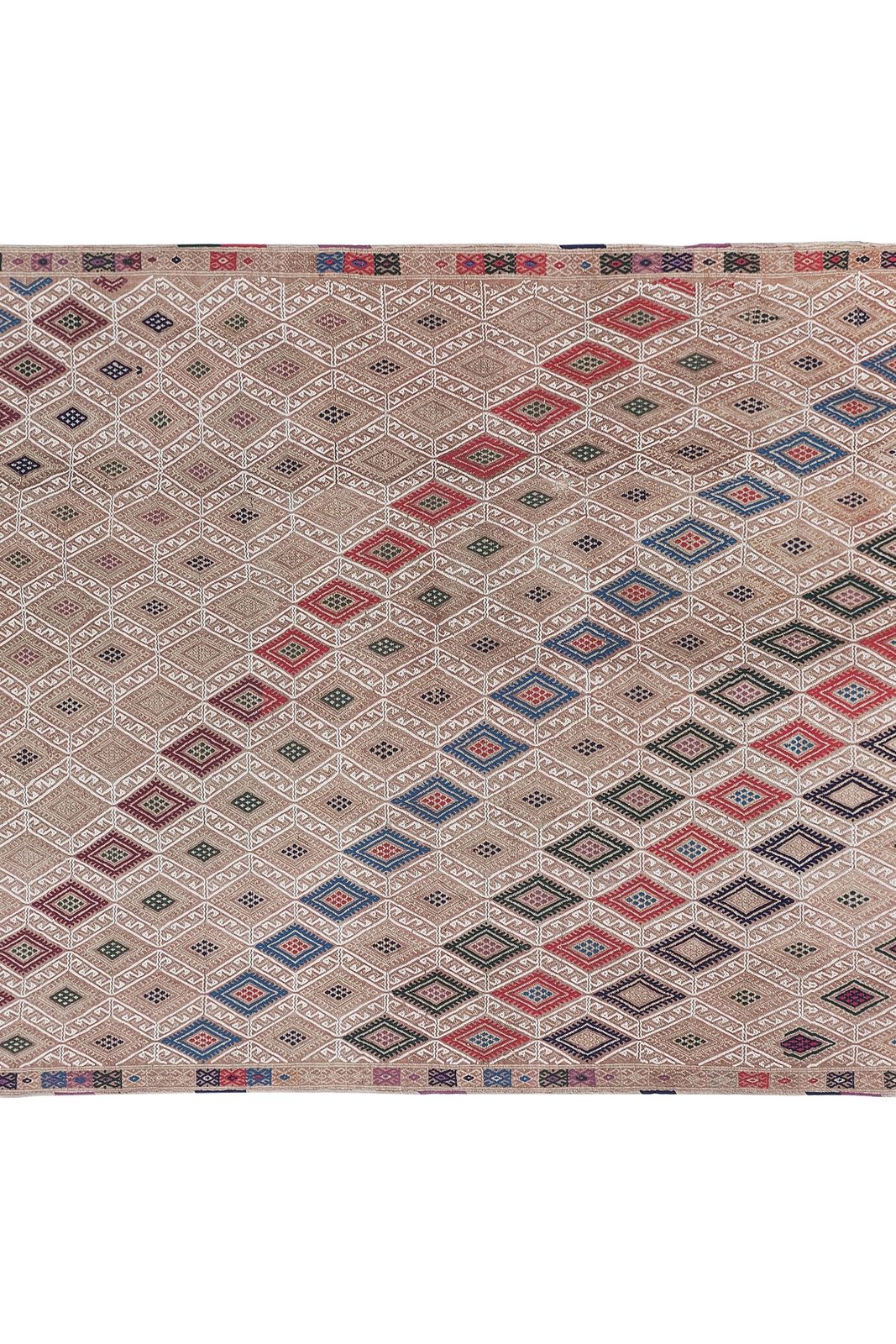 Vintage Embroided Jajim Kilim Rug 4'9'' X 6'9'' photo Textiles