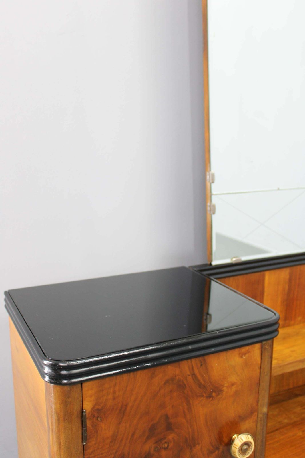 photo furniture 1940s Italian Art Deco Mirror Cabinet In Walnut Finish