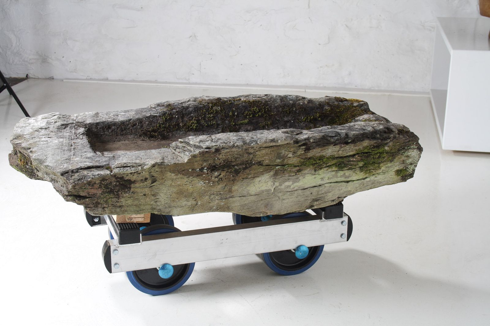 Large 17th Century Stone Trough Garden Feature Weathered Moss Bonsai Carved Stone photo vintage
