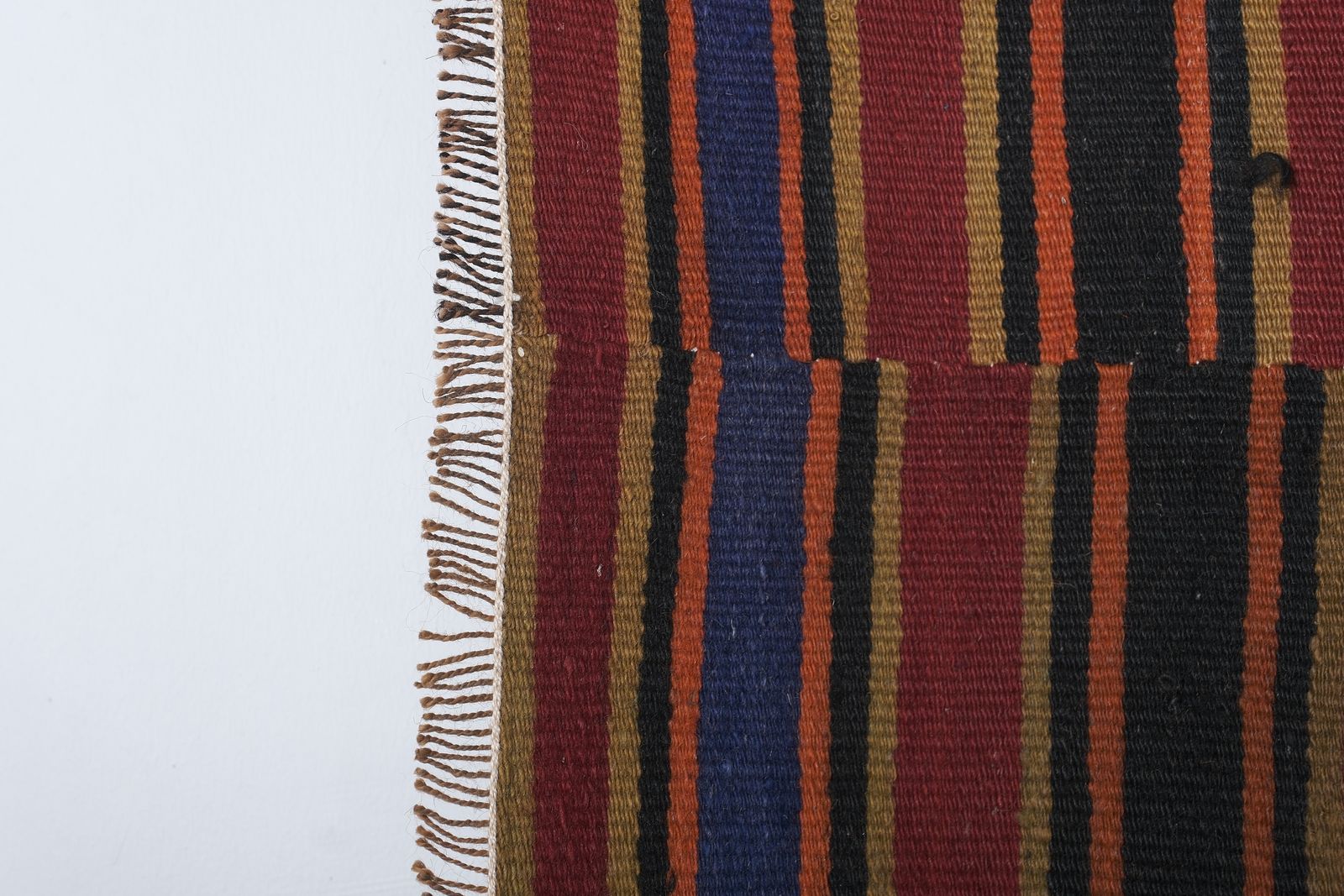 1960s Oversize Bohemian Striped Wool Kilim Rug 9' X 12'5" photo Textiles