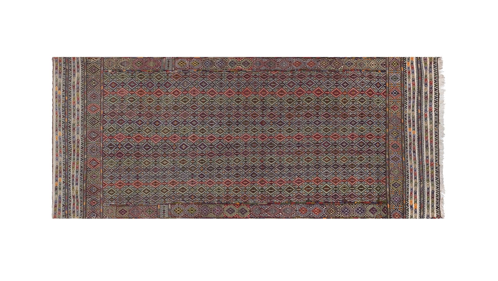 Mid Century Modern Central Anatolian Kilim Rug With Stripes 4'6'' X 11'7'' photo vinterior