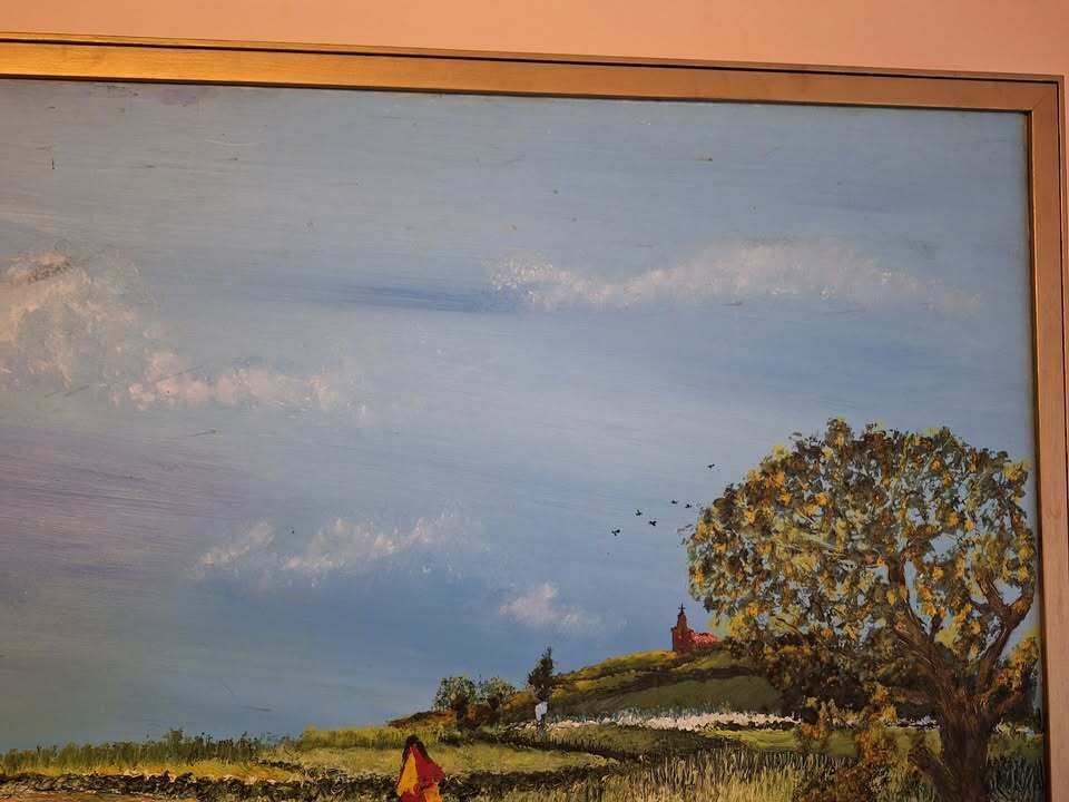 Fred Yates. Oil On Canvass. Signed. Large Picture 38in. X 49 1/2in. photo Art