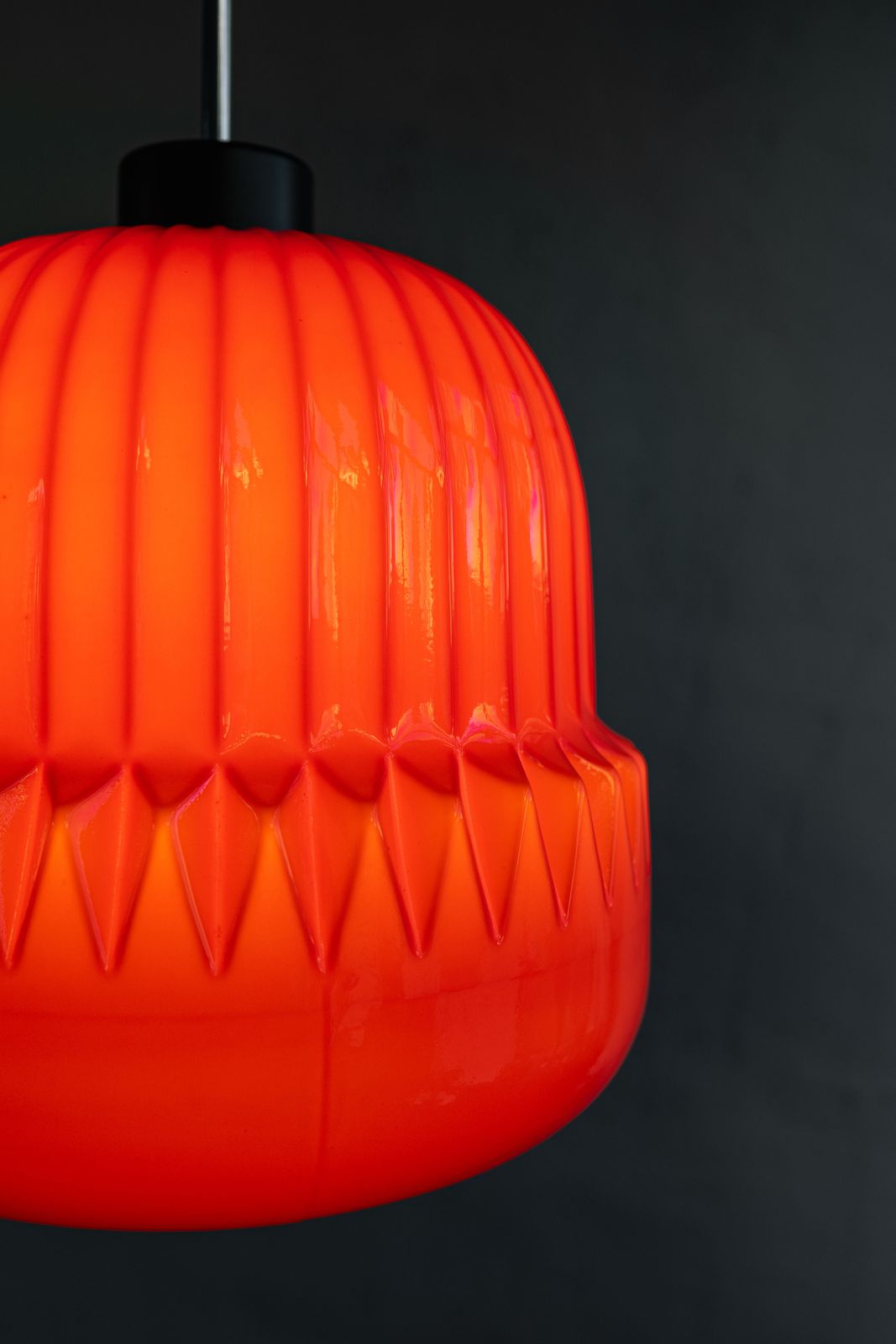 photo vintage Vintage Czechoslovak Glass Hanging Lamp By Osvětlovací Sklo, 1970s