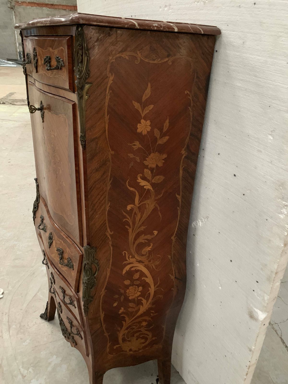 Louis XV Style Lady's Secretary In Light Wood Marquetry, 20th Century photo for sale