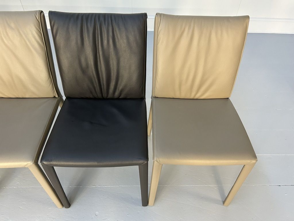Suite Of 10 Cattelan Italia “Italia” Dining Chairs – In Mid & Dark Grey Leather photo vintage