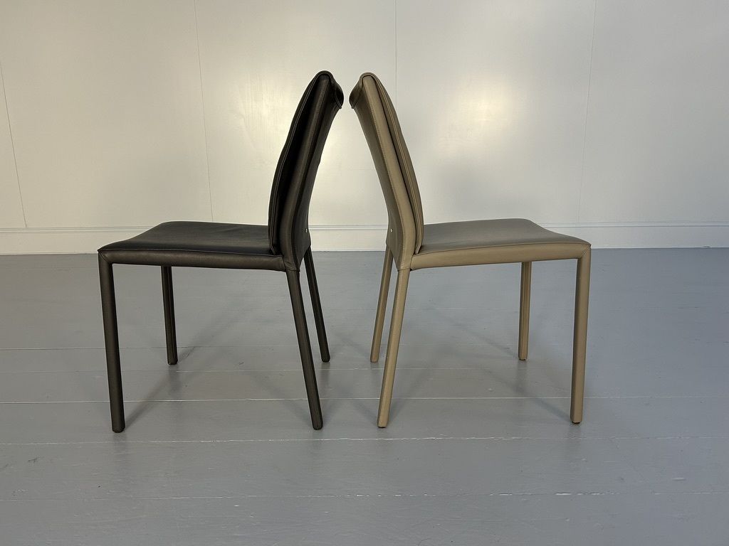 photo vinterior Suite Of 10 Cattelan Italia “Italia” Dining Chairs – In Mid & Dark Grey Leather