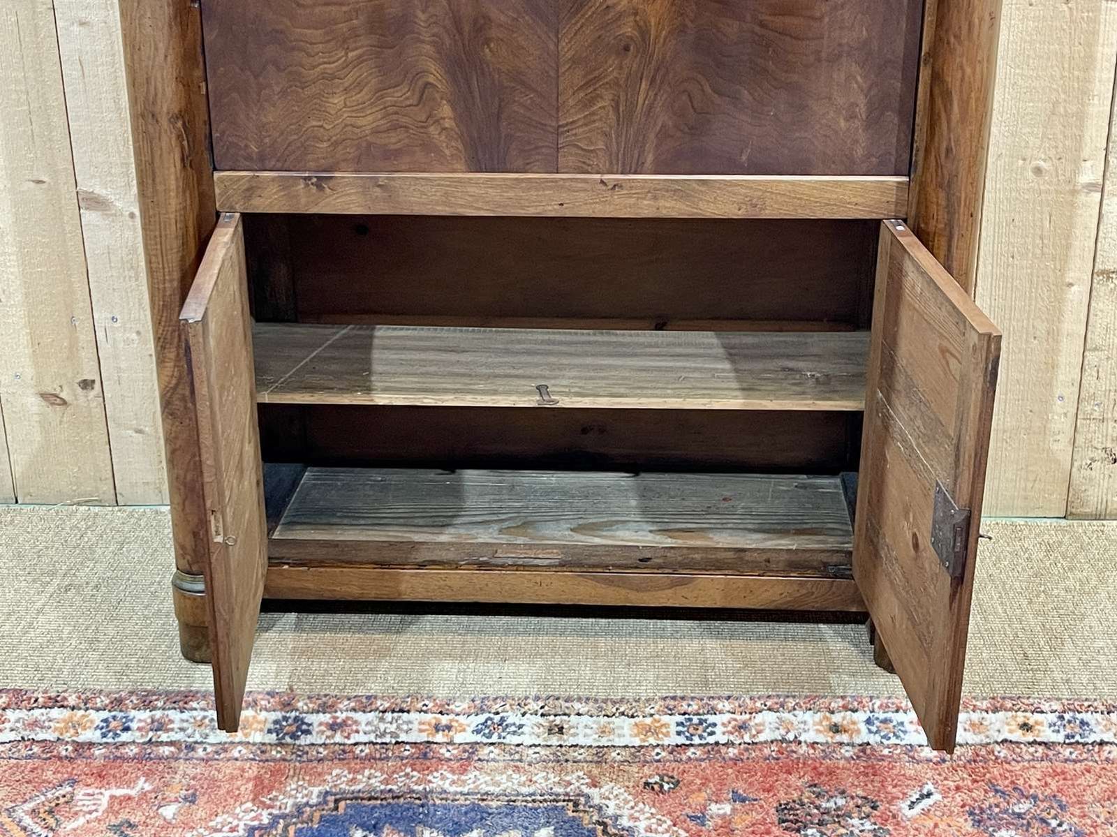 photo vinterior Empire Period Secretary In Walnut, Oak And Black Marble