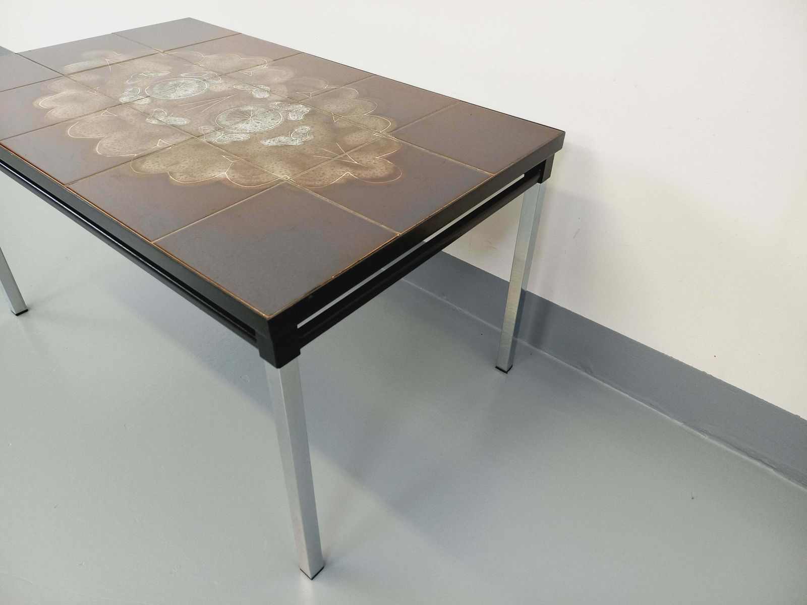 Rectangular Coffee Table In Metal And Brown Ceramic photo vinterior
