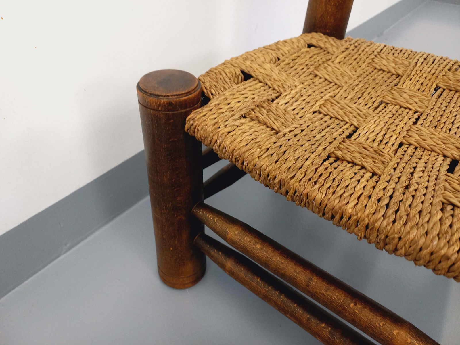 Charles Dudouyt Brutalist Low Chair In Wood photo for sale