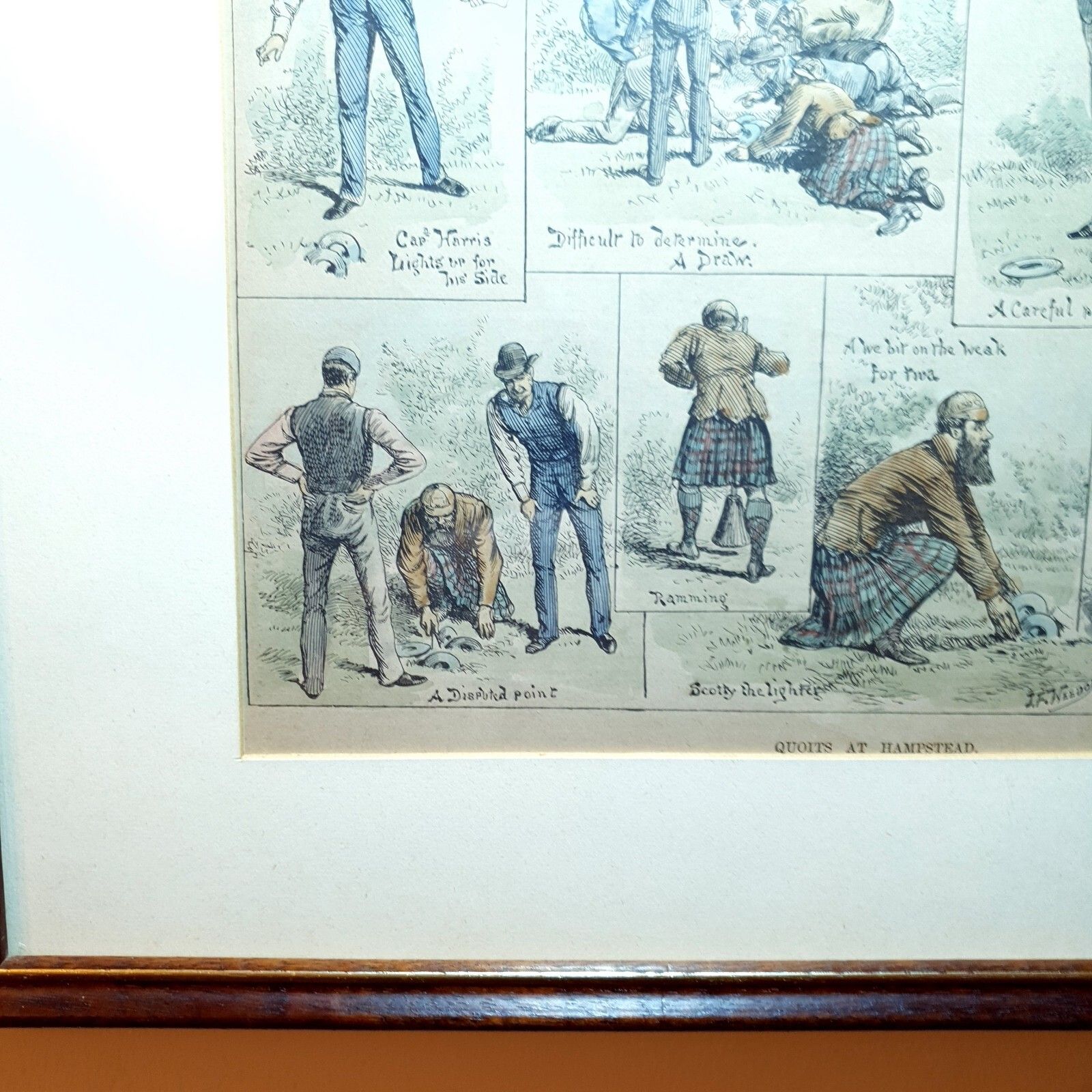 Kunst J.F Weedon Handgekleurde Lithografie Gedateerd 1888 Zeldzame Quoits Wedstrijd Hampstead photo