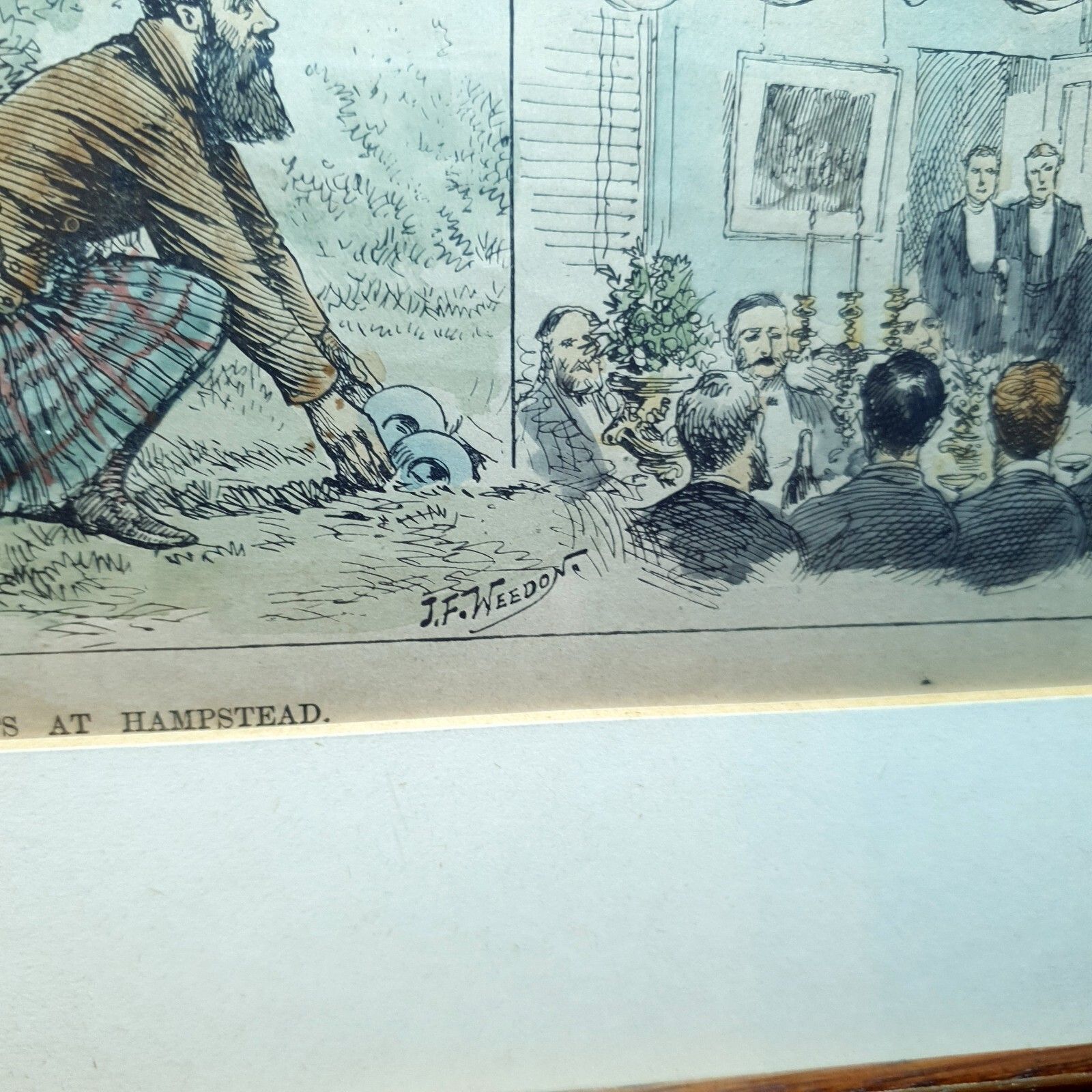 photo buy J.F Weedon Handgekleurde Lithografie Gedateerd 1888 Zeldzame Quoits Wedstrijd Hampstead