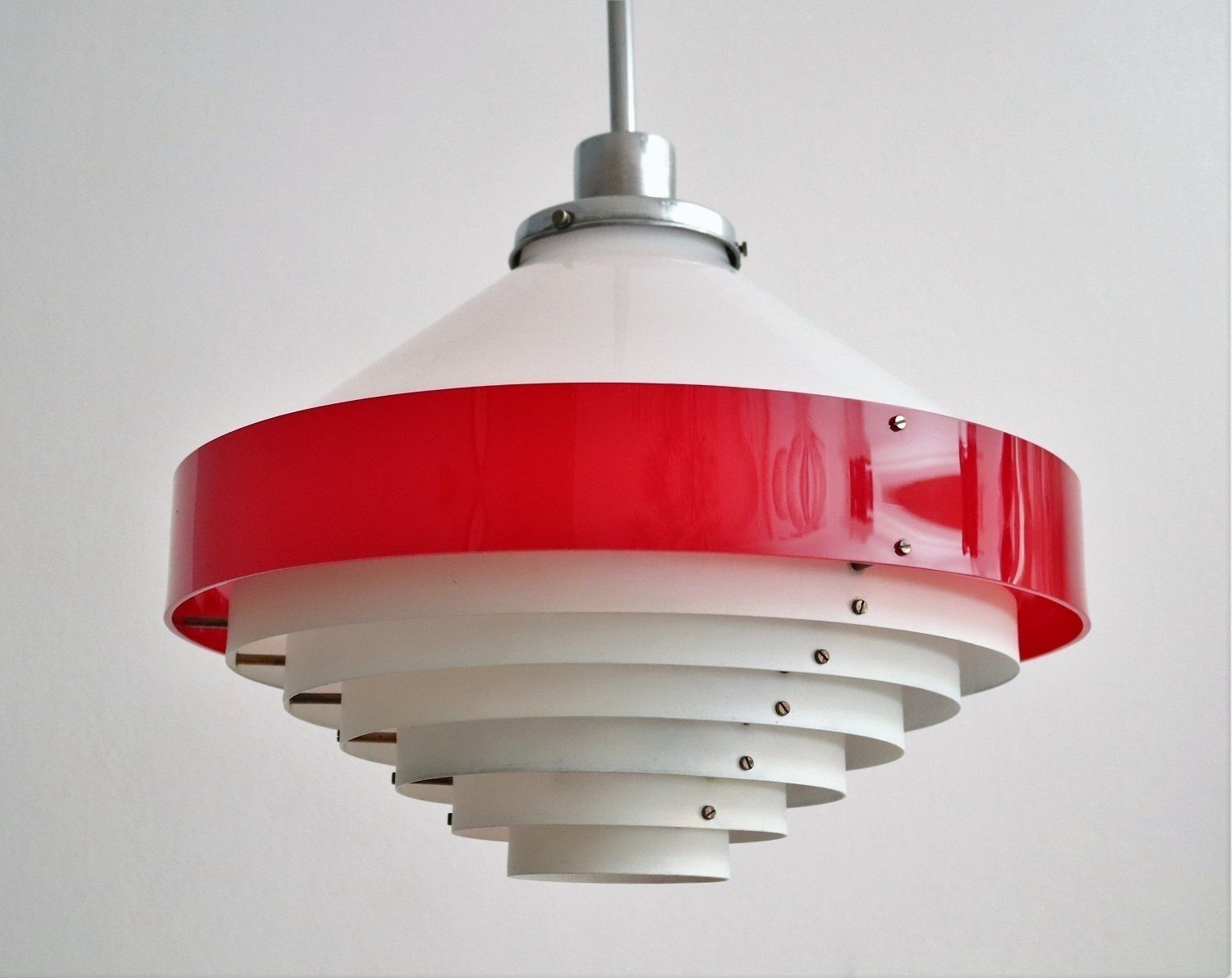 Italian Midcentury Pendant Lamp In Acrylic, Aluminium And Brass By Stilnovo, 1950s photo furniture