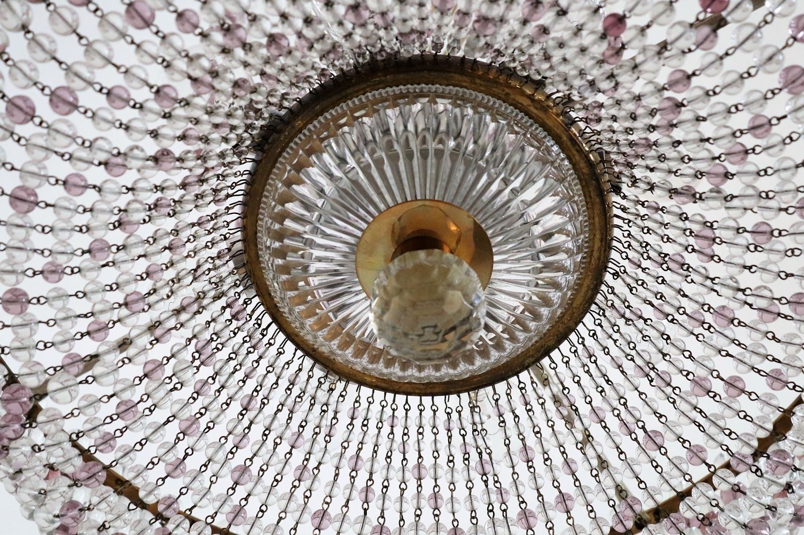 1130.0 Italian Handcrafted Murano Art Nouveau Waterfall Chandelier In Brass And Crystal photo