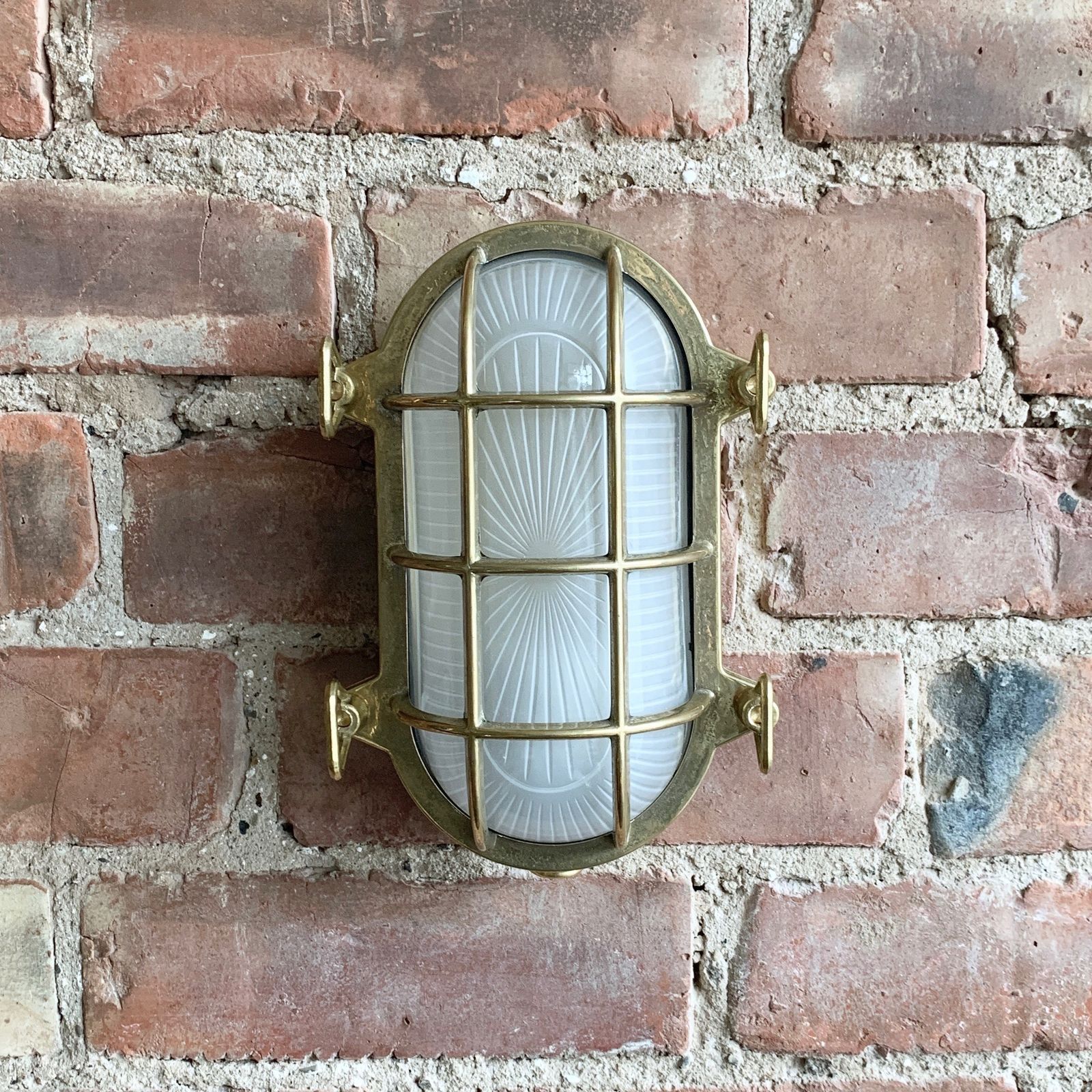 Contemporary Polished Brass Oval Bulk Head Wall Light photo buy