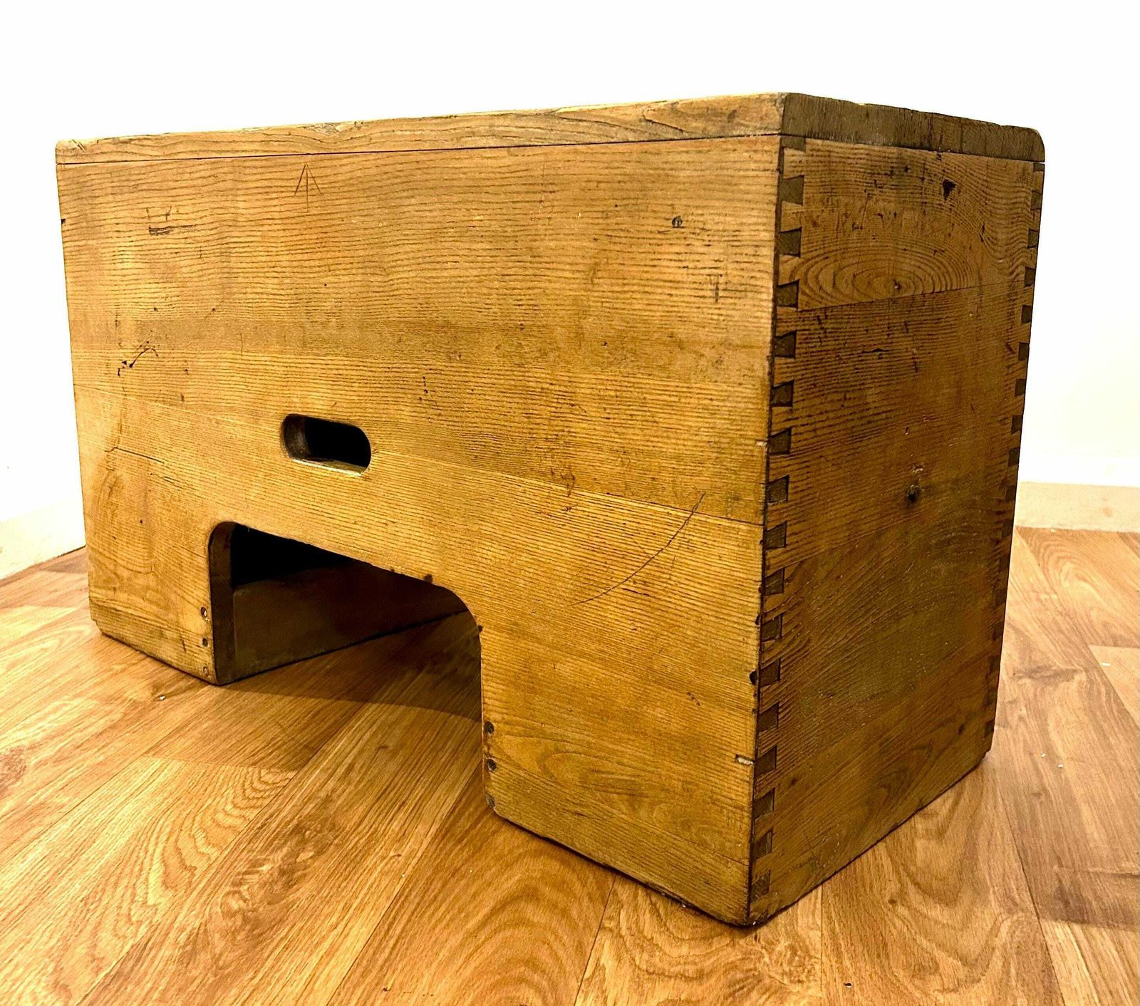 Military Pine Vintage Stool Vintage Wooden Seating Chair British Hall Desk Side Table Coffee Side Antique